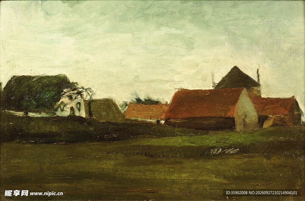 乡村郊野风景油画