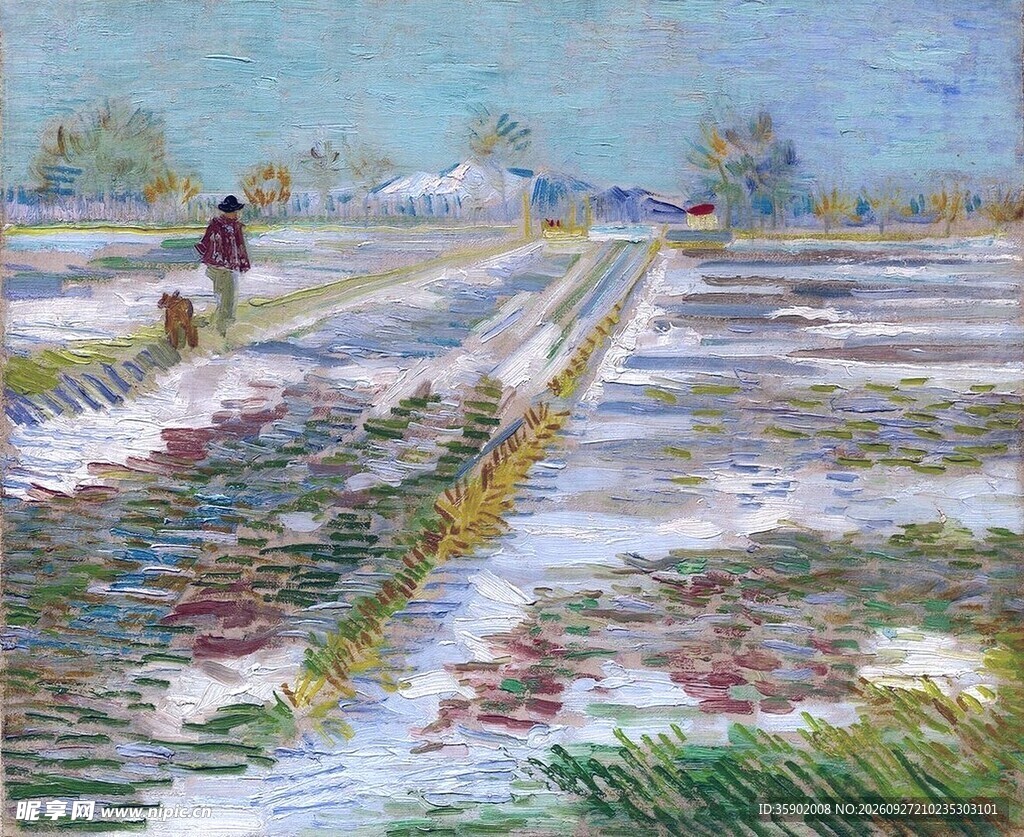 雨后郊野风景油画