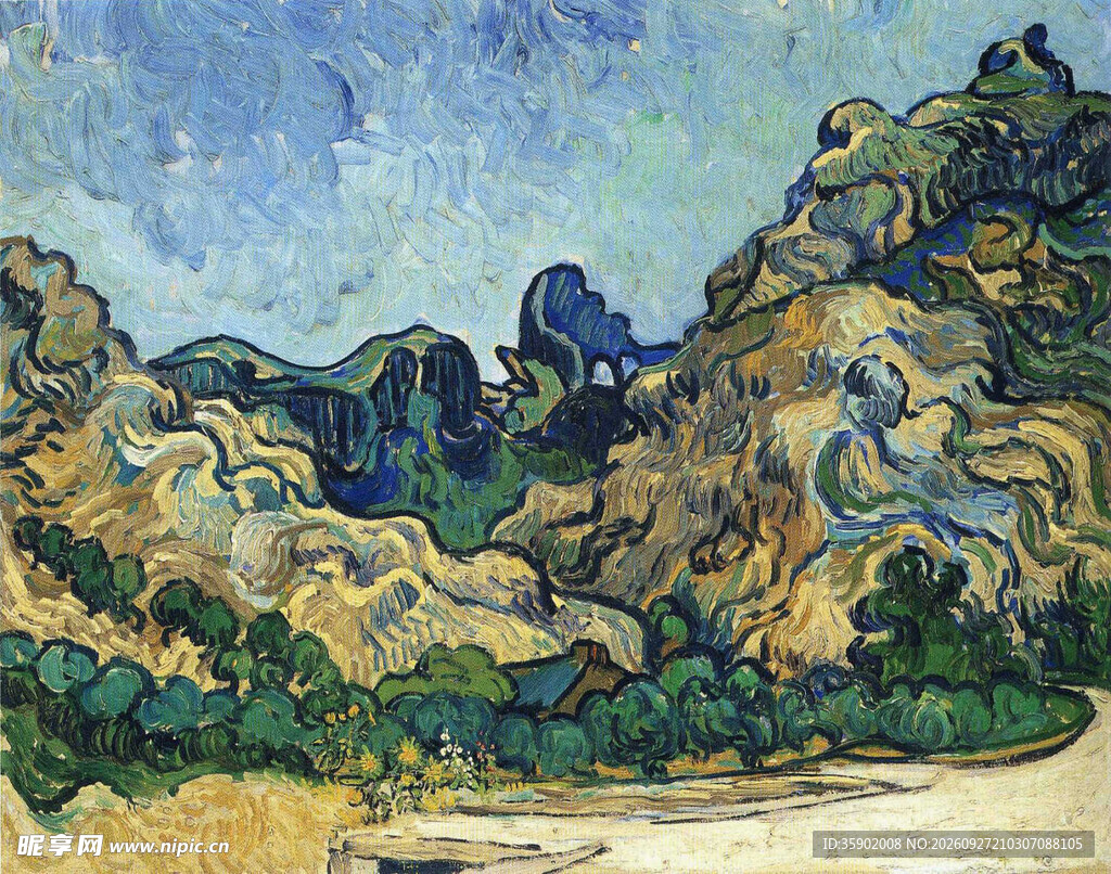 印象派山野风景油画
