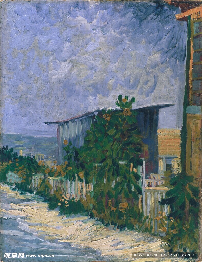 海边小屋风景油画