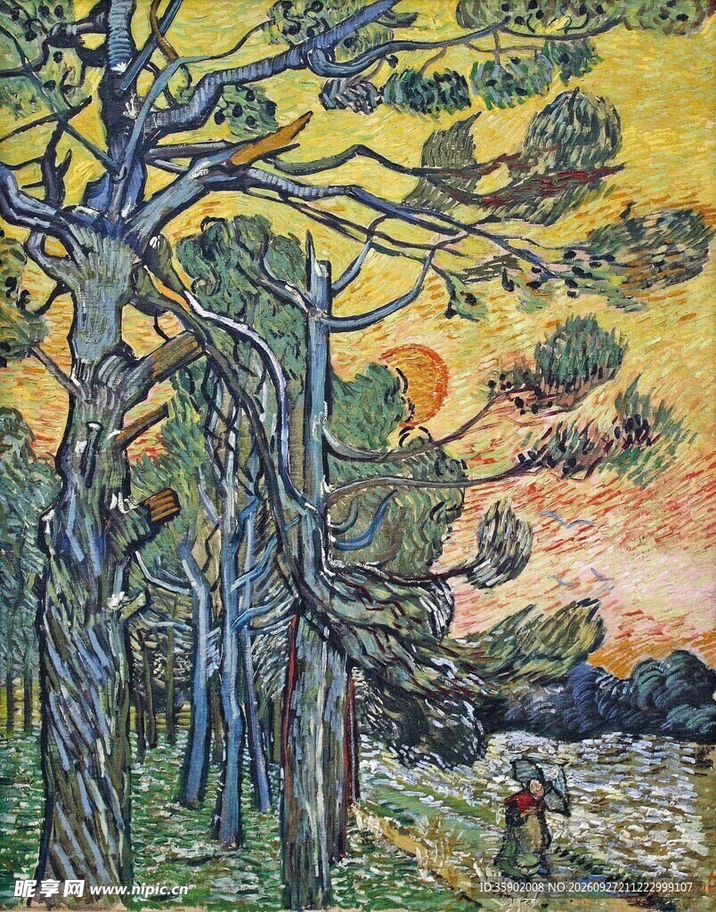 梵高风树林风景油画