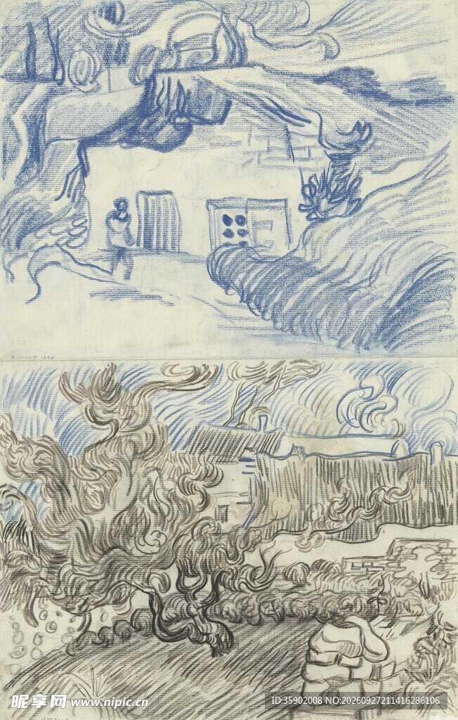 雪中小屋风景油画