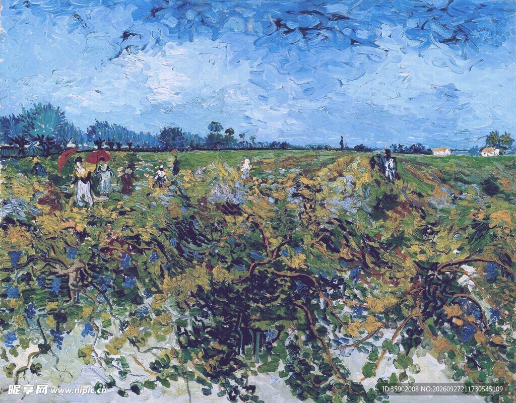 乡村田野劳作油画