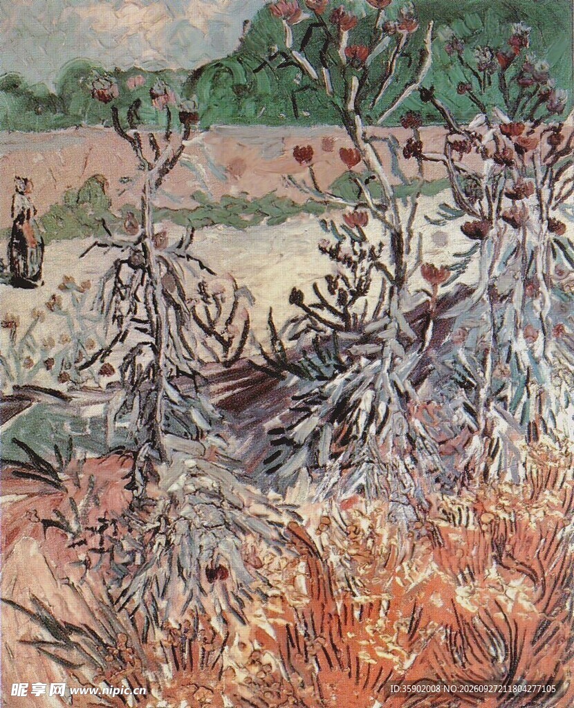 郊野植物风景油画
