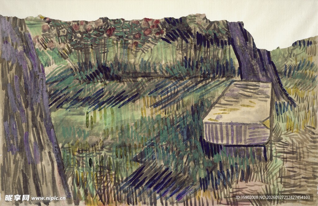 乡野梯田风景油画