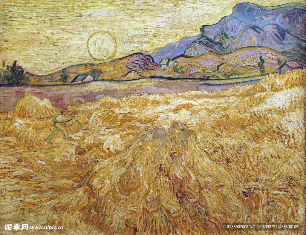 梵高麦田风景油画