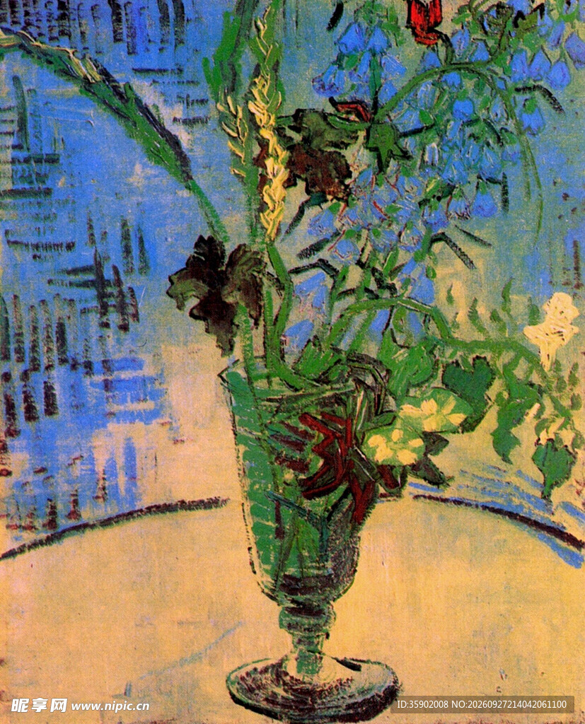 印象派瓶花静物油画