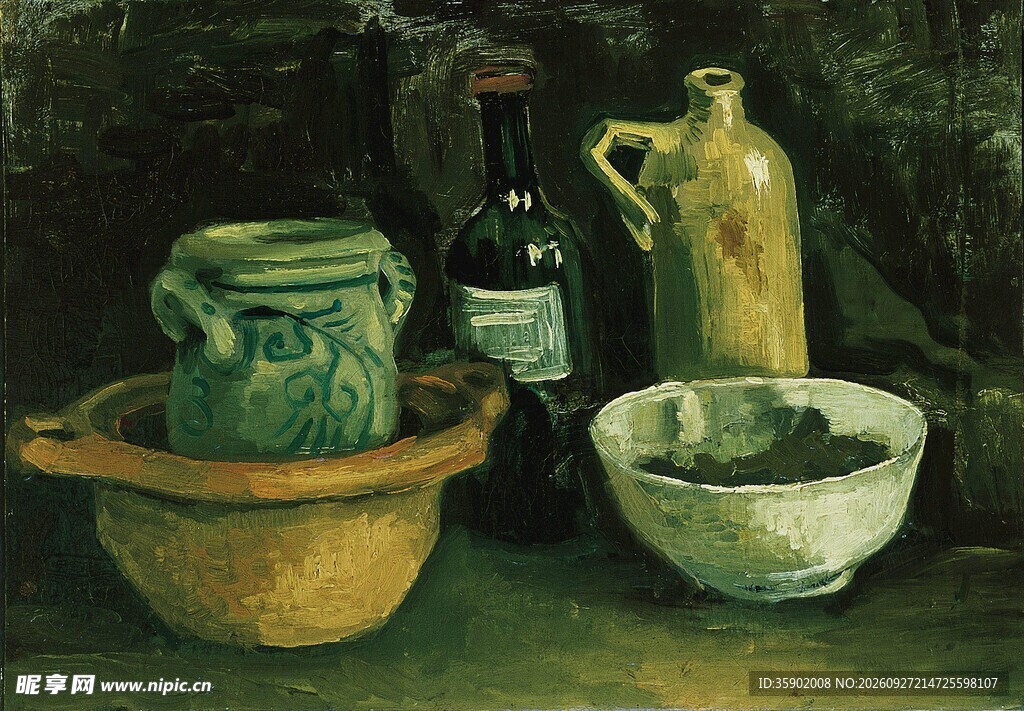 复古静物器皿油画