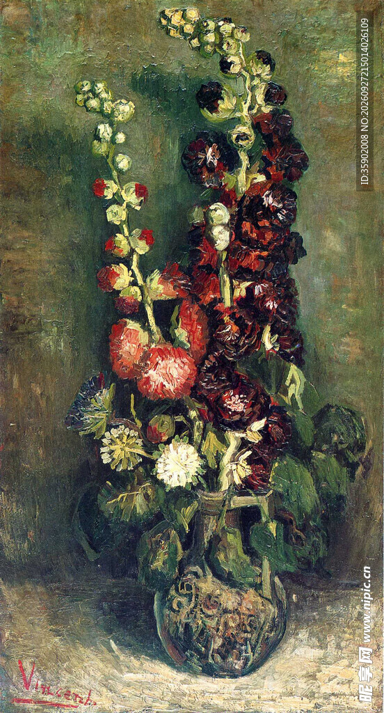 瓶中花束静物油画