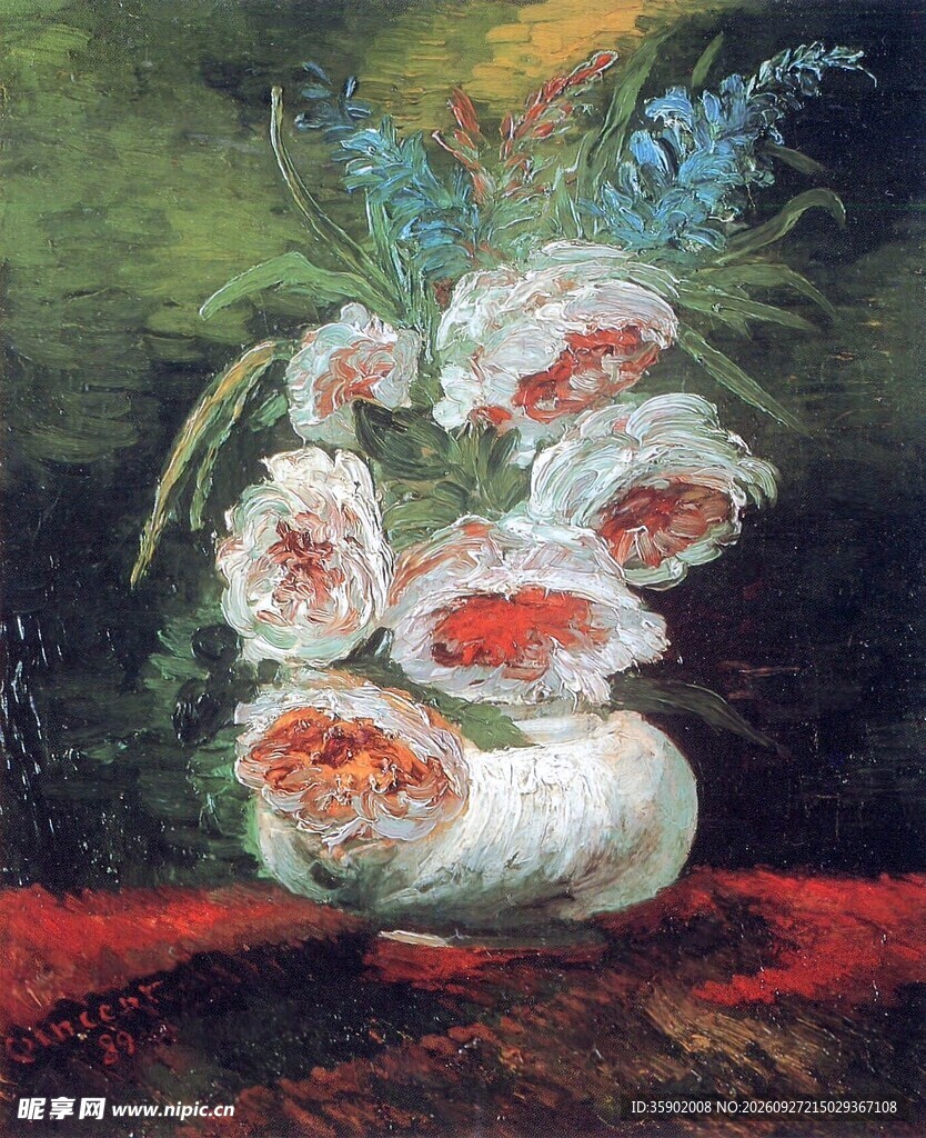手绘花卉静物油画