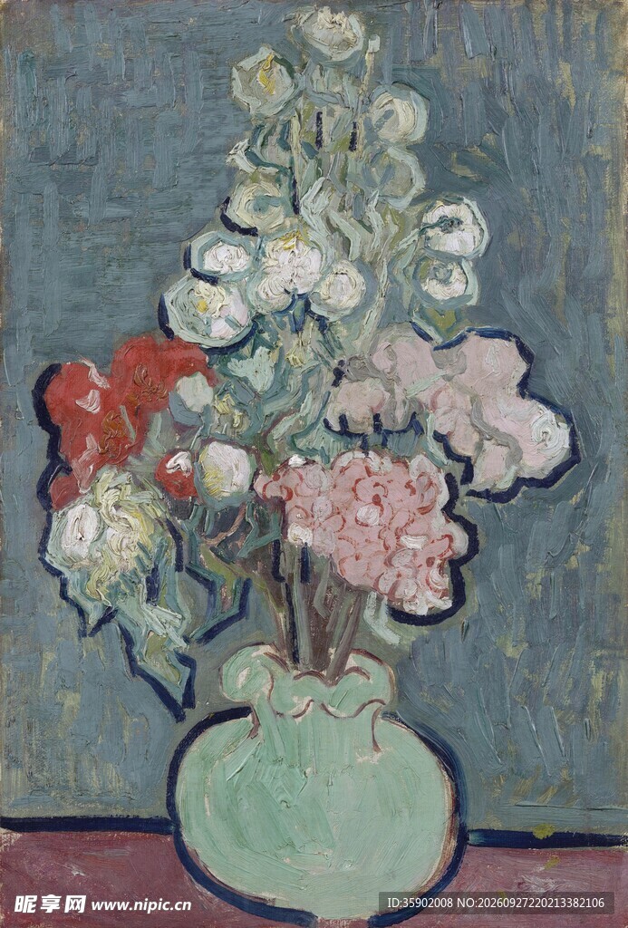 瓶中花卉静物油画