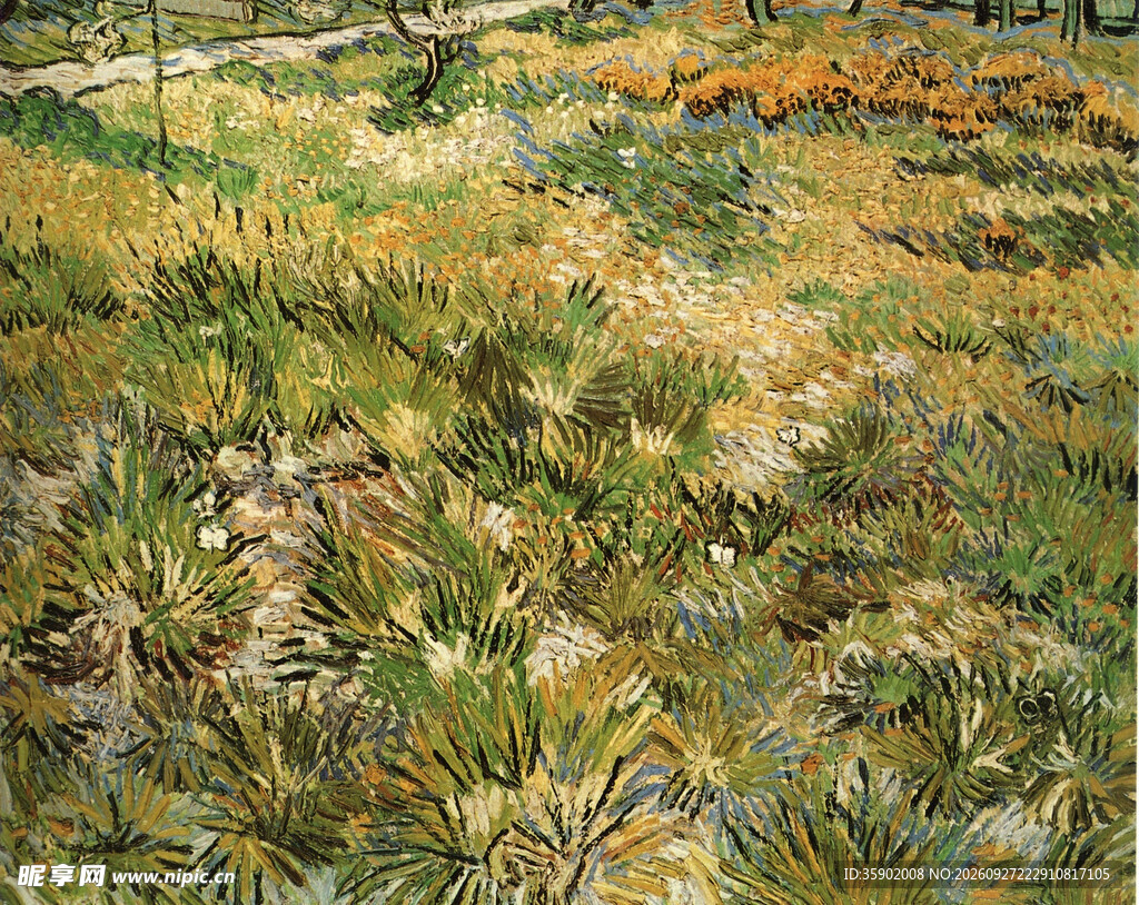 印象派郊野草地油画