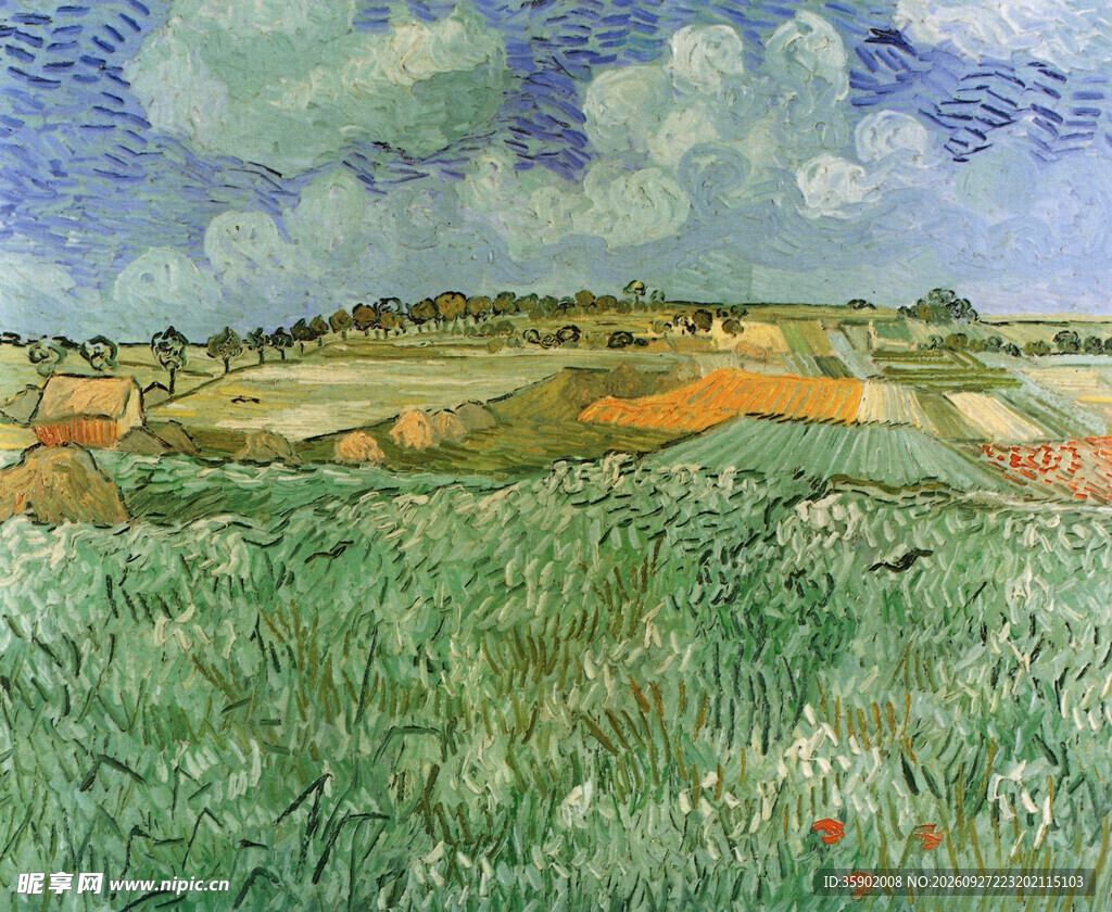 梵高田野风景油画