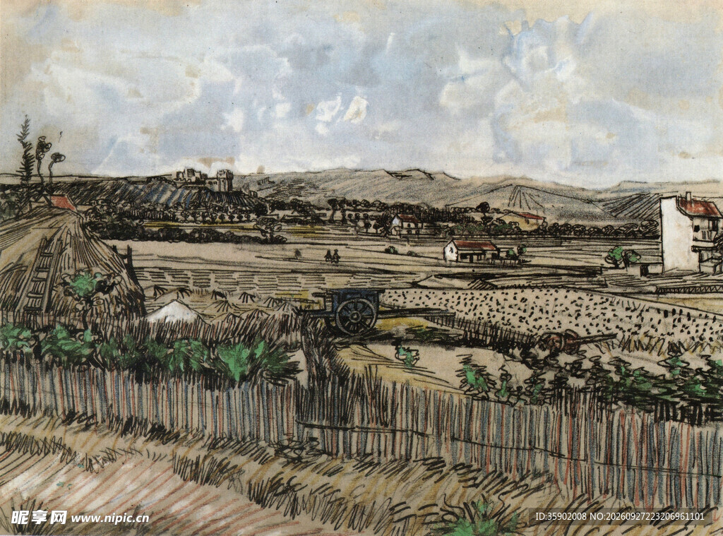 郊野乡村风景油画