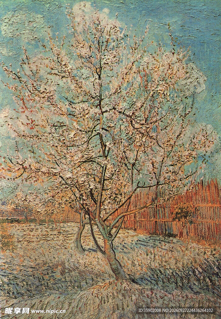 春日花树风景油画
