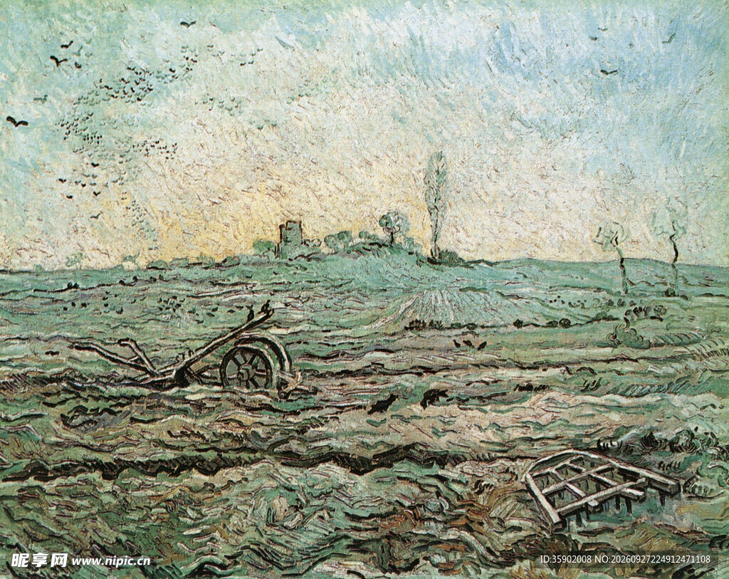 郊野田园风景油画