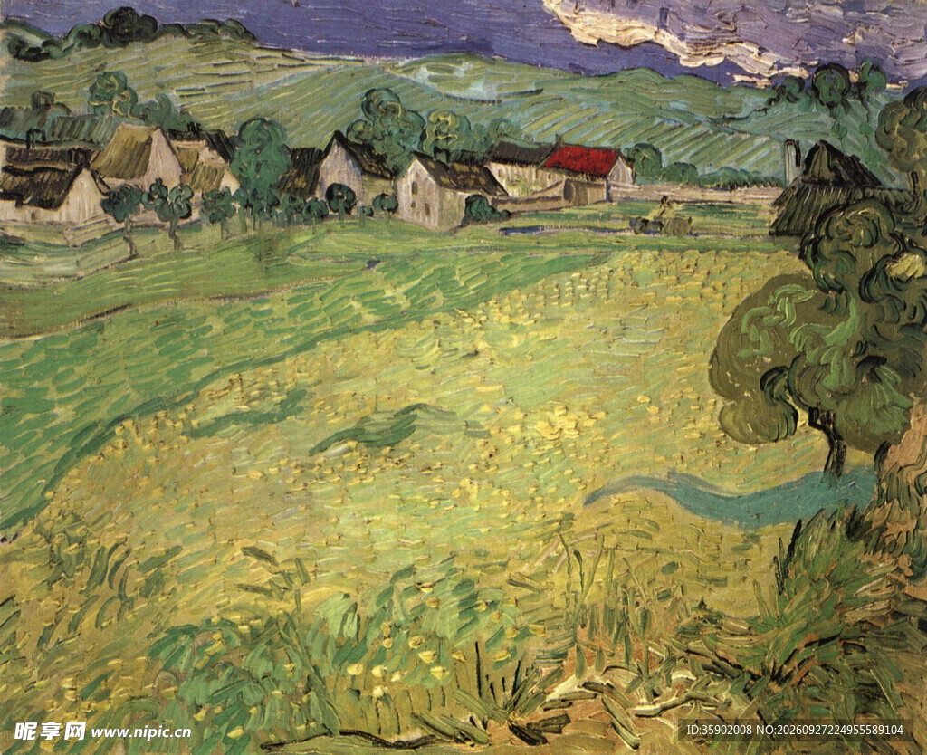 乡村田野风景油画