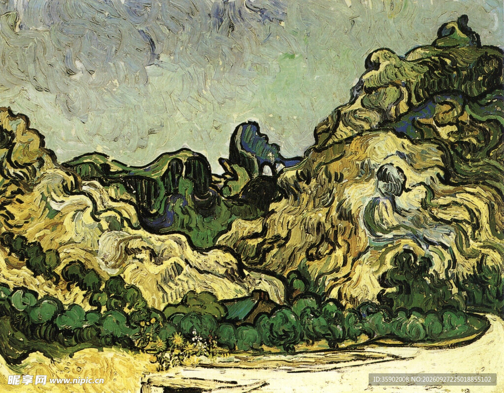 后印象派山野风景油画