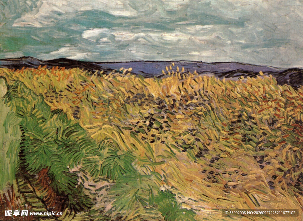 金色麦田风景油画