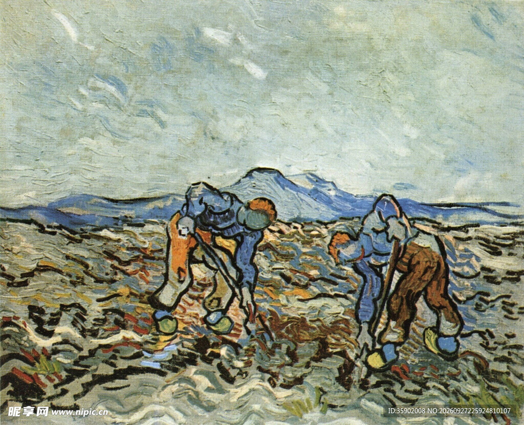 农民田间劳作油画