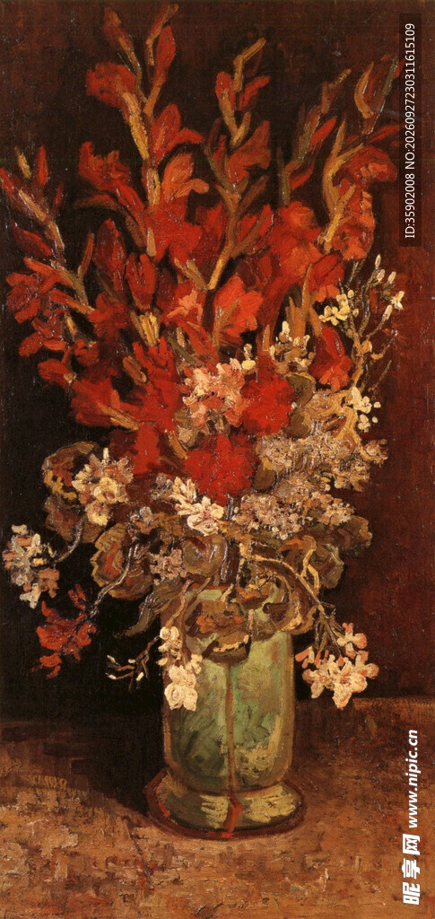 瓶插花卉静物油画
