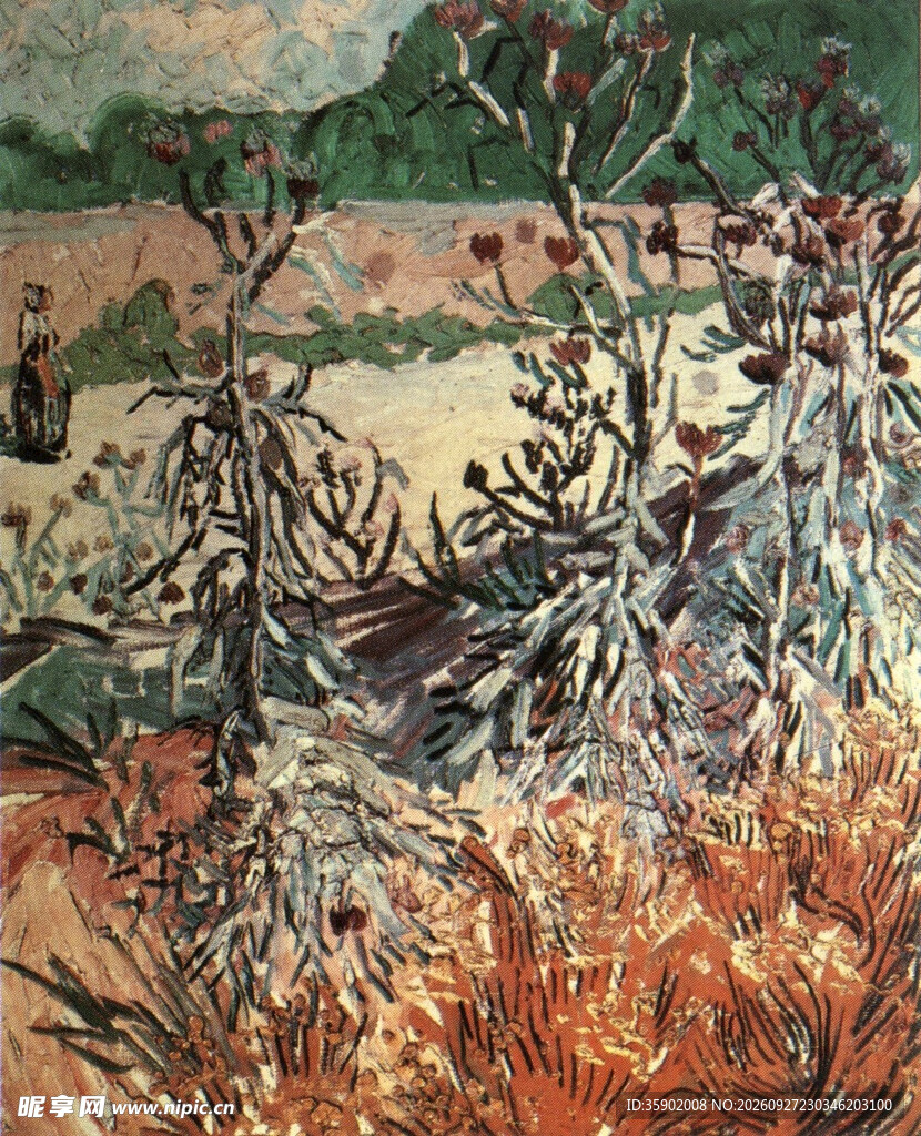 郊野草木风景油画