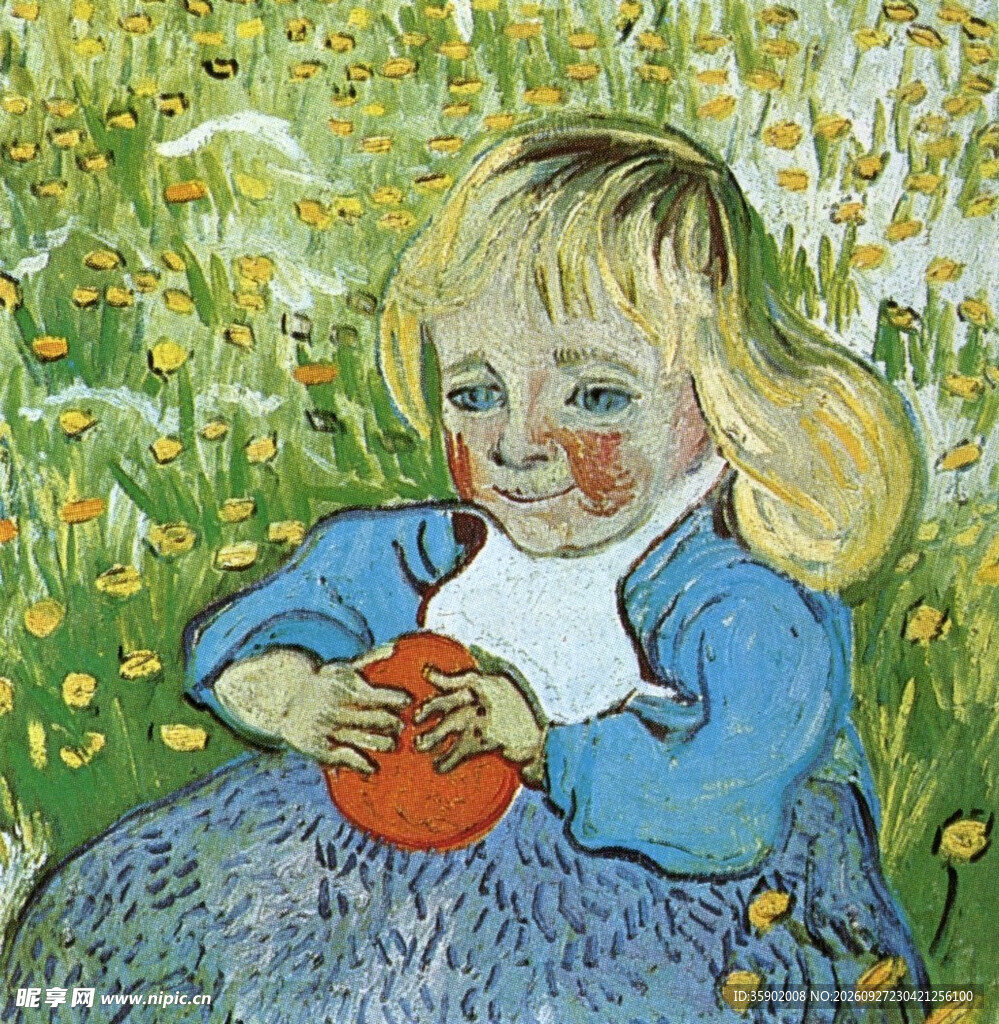 梵高名画抱红球的小女孩