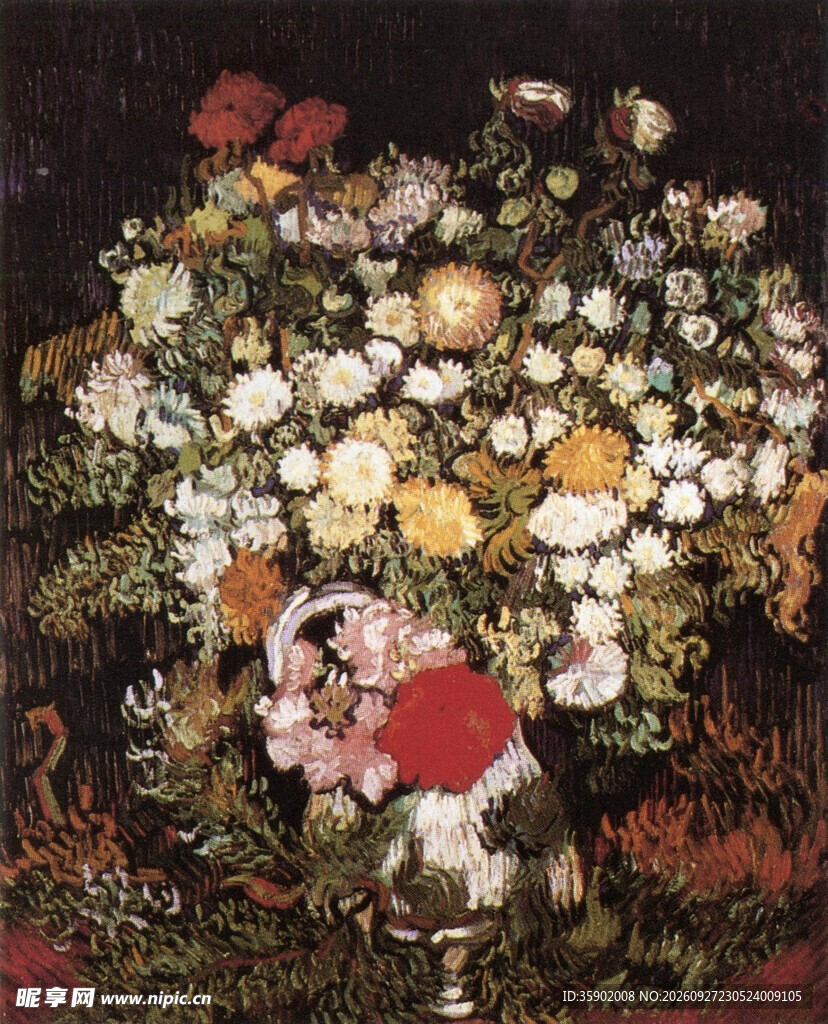 古典瓶花静物油画