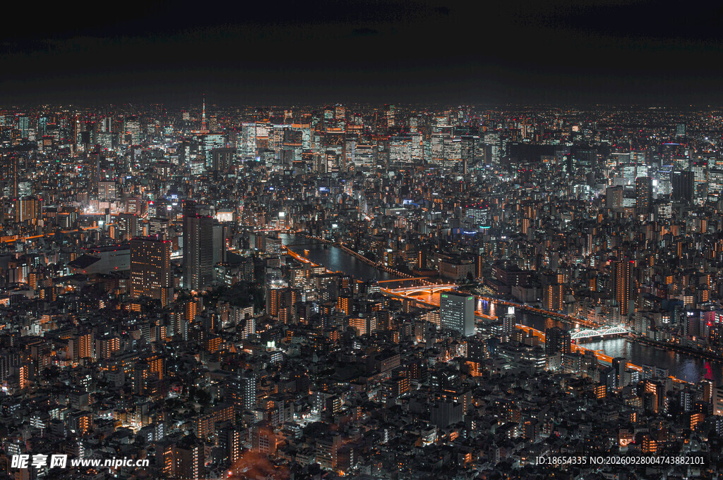 城市夜景高空俯瞰