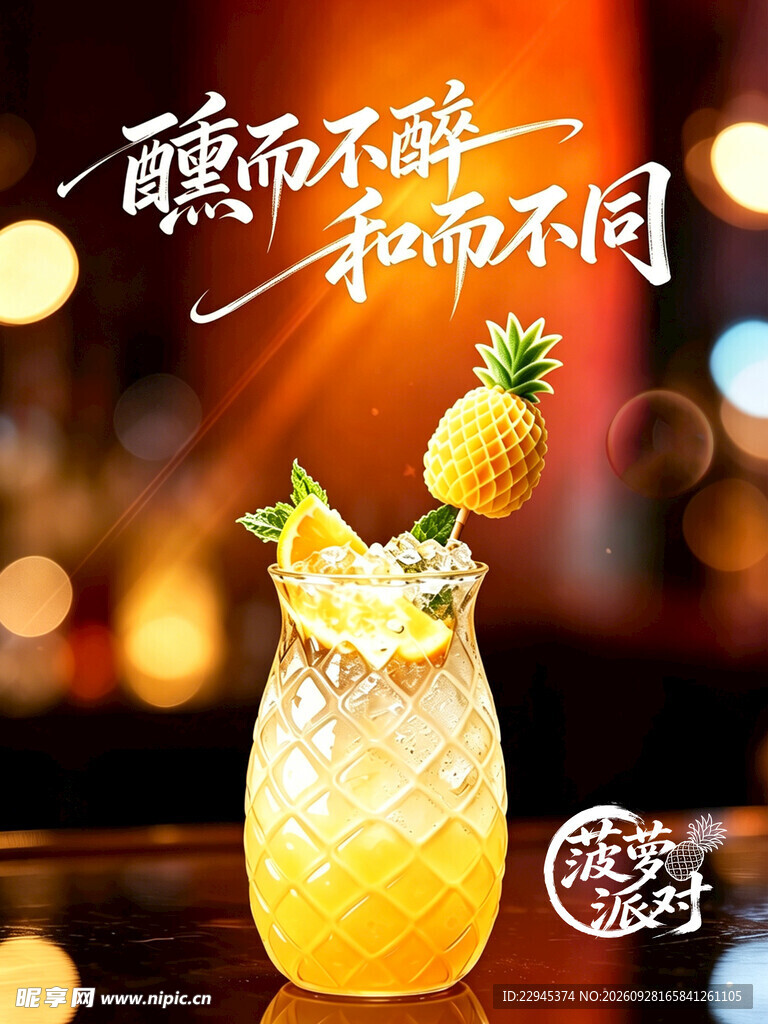 菠萝微醺特调饮品