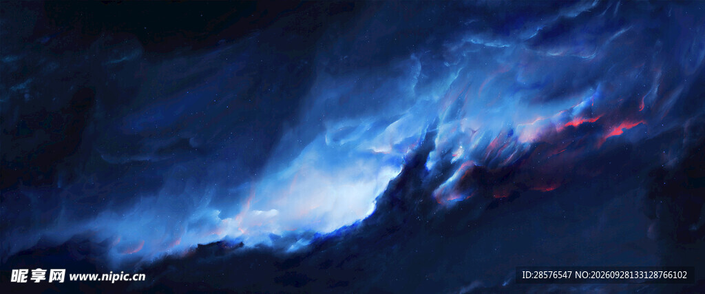 夜空梦幻蓝色丝缕云