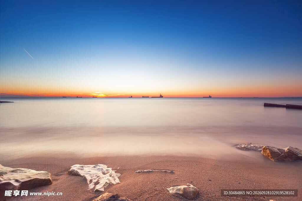 海边黄昏晚霞风景
