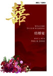 中式婚宴喜字迎宾海报
