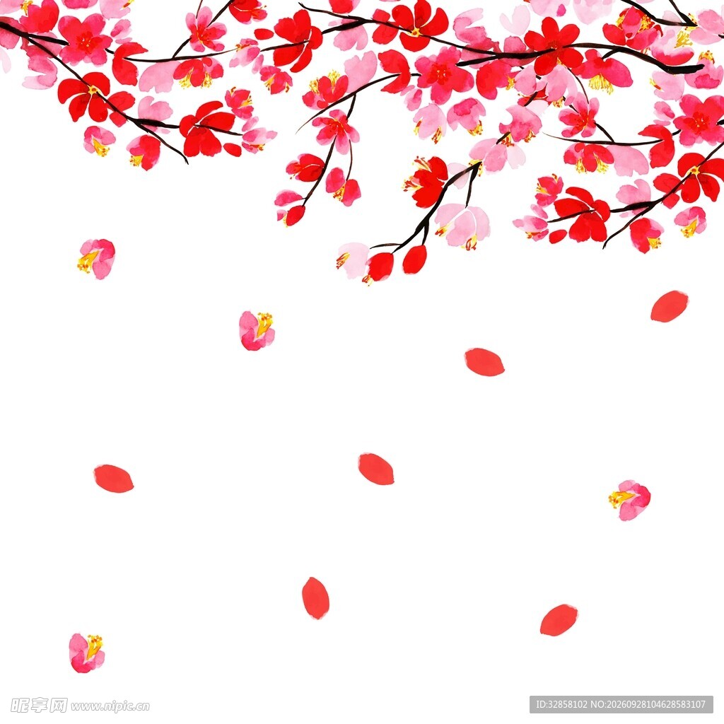 手绘梅花背景