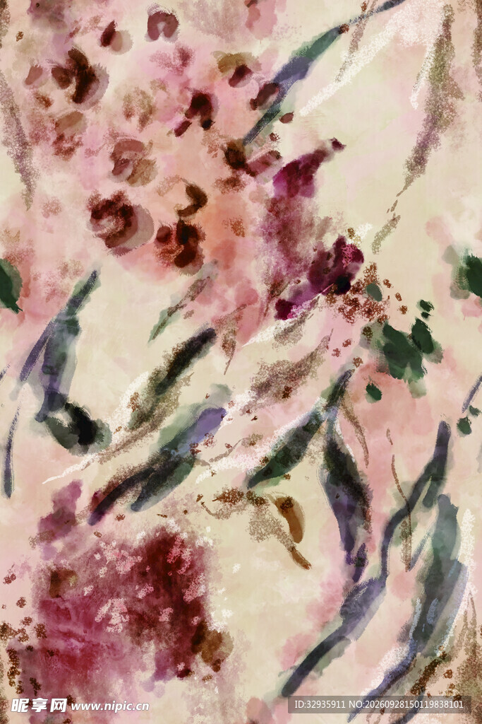 水彩写意花卉装饰图案