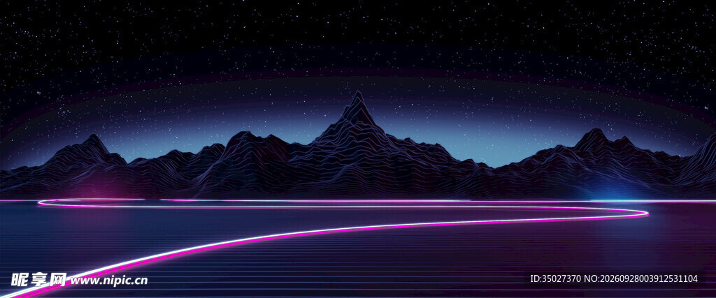 暗夜山脉光效背景