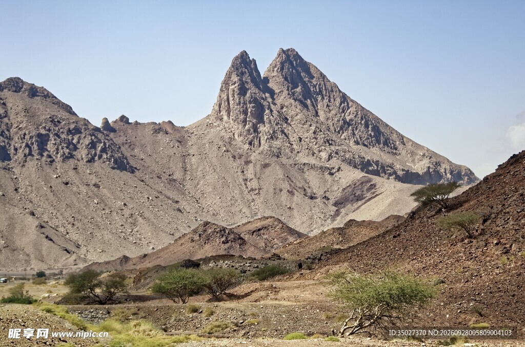 荒漠双峰山地自然景观