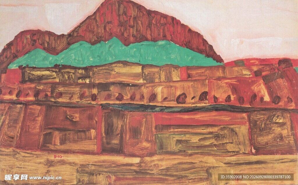 陕北窑洞山景插画