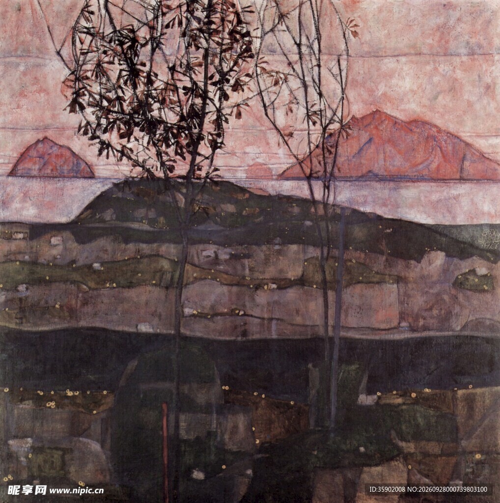 复古郊野风景油画