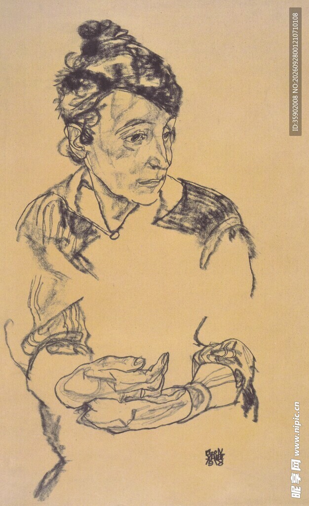 复古女性素描肖像