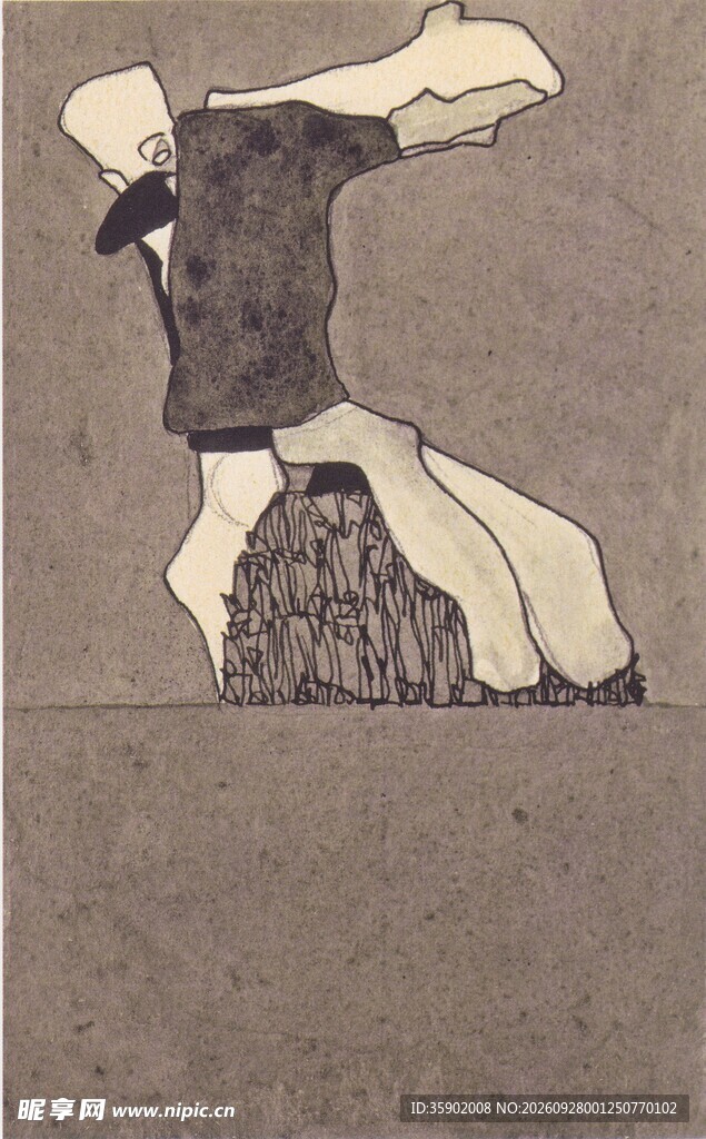复古抽象舞蹈人物插画