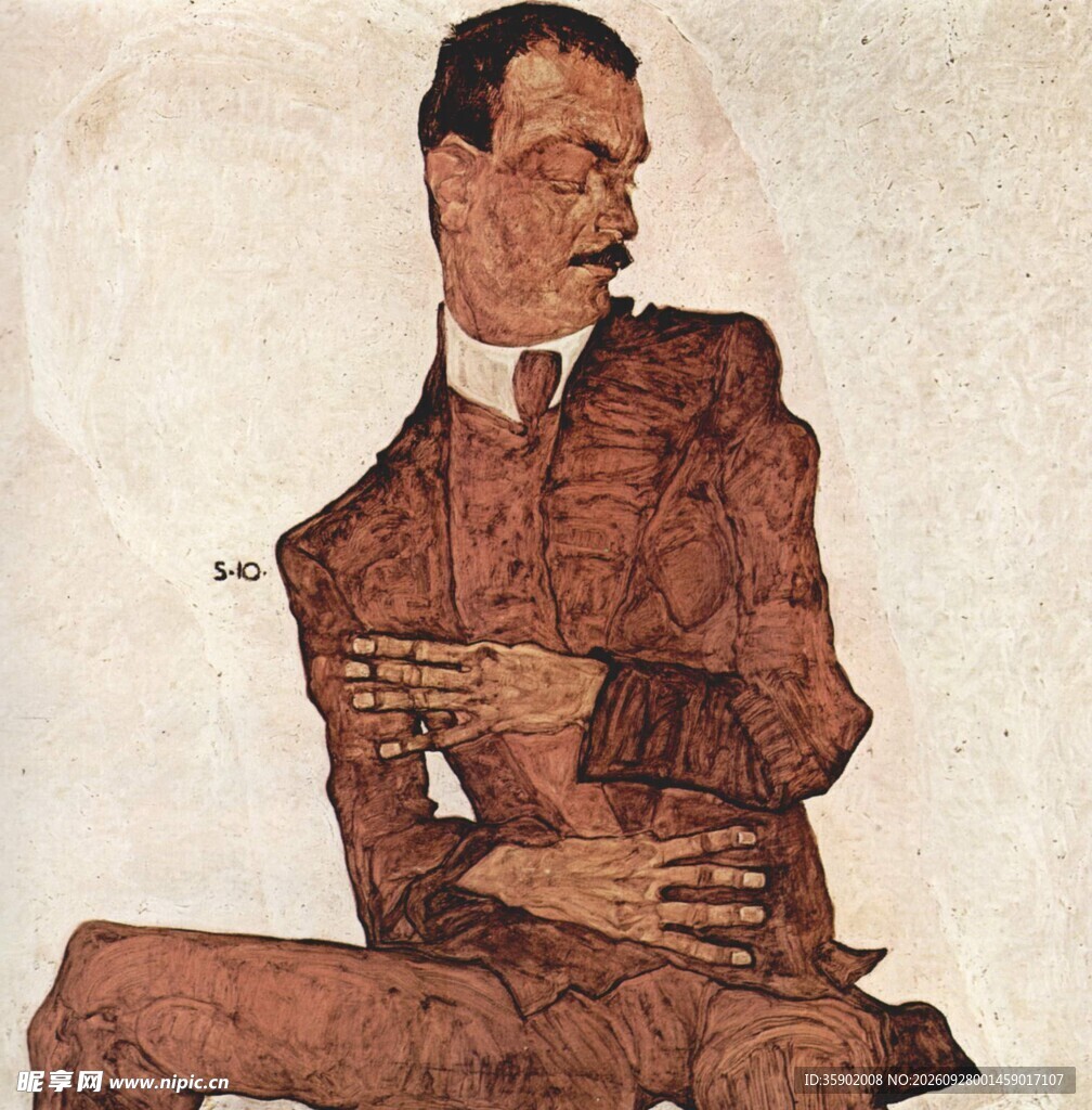 复古西装男士肖像画