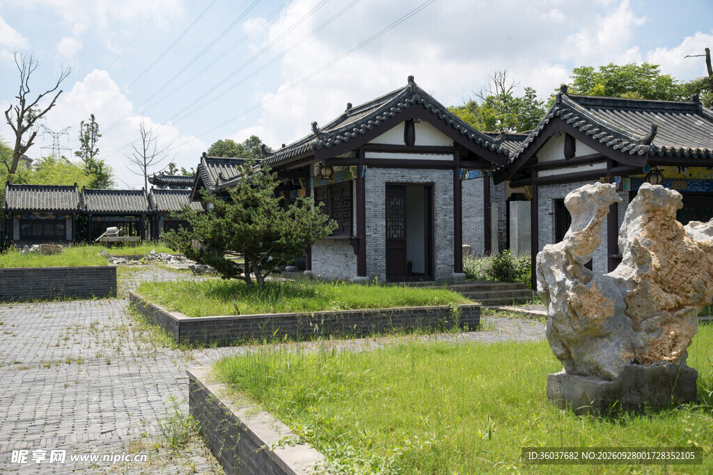 中式古建庭院园林风光