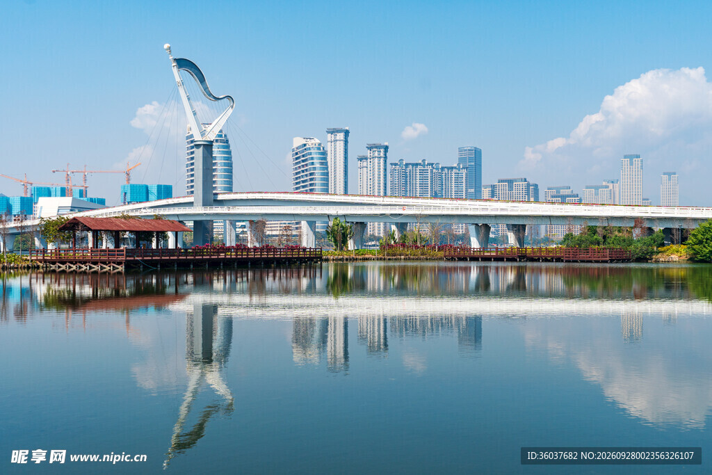 城市水岸桥梁风光