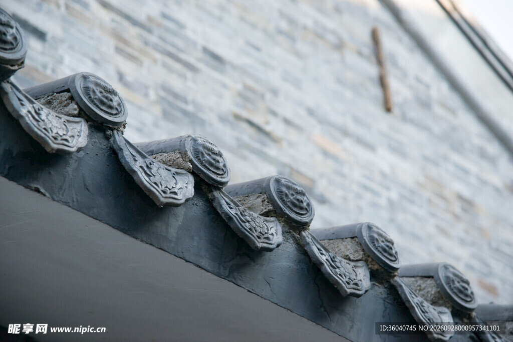 中式古建青瓦屋檐