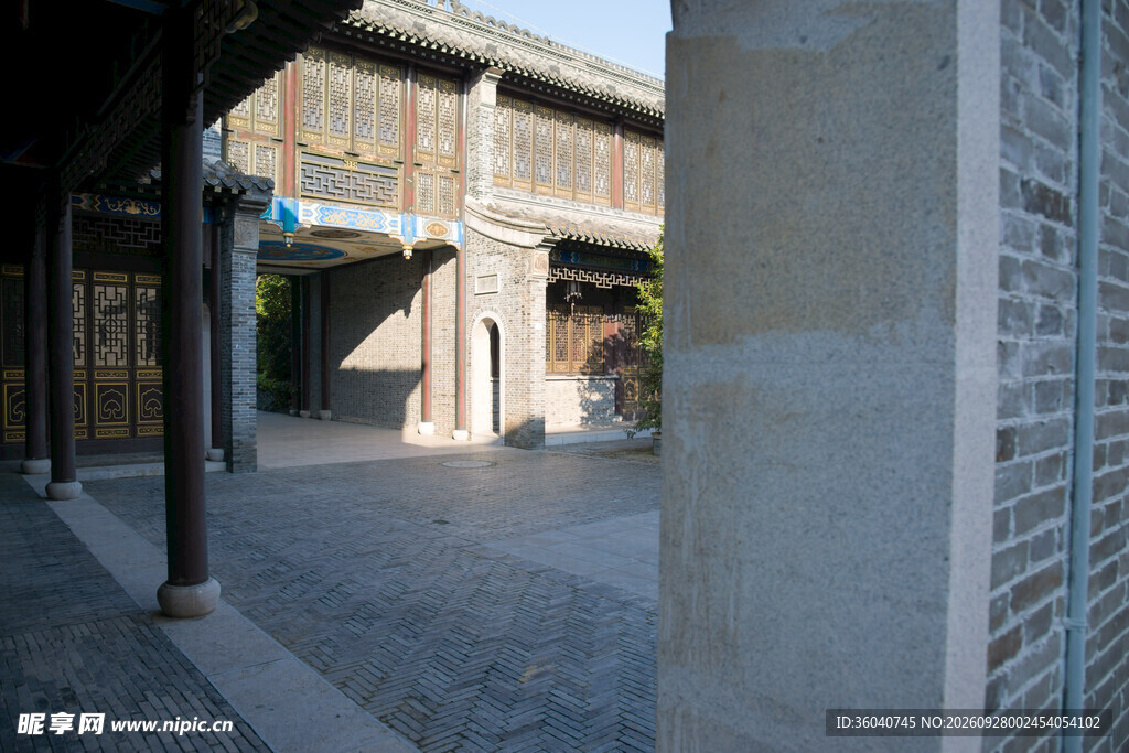 古建廊道光影场景