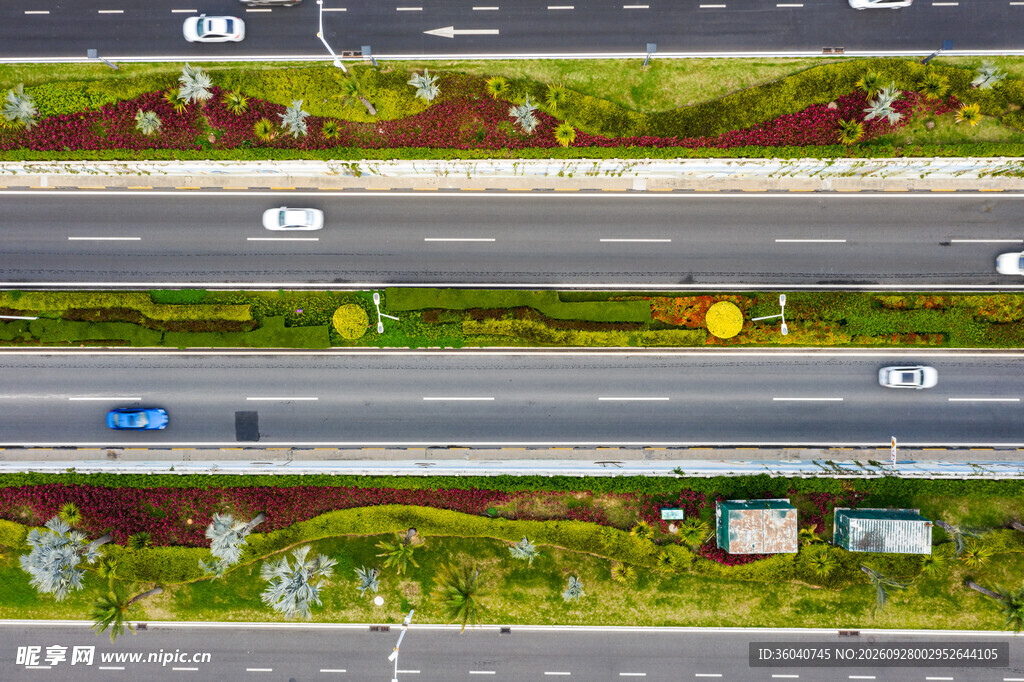 航拍城市景观大道