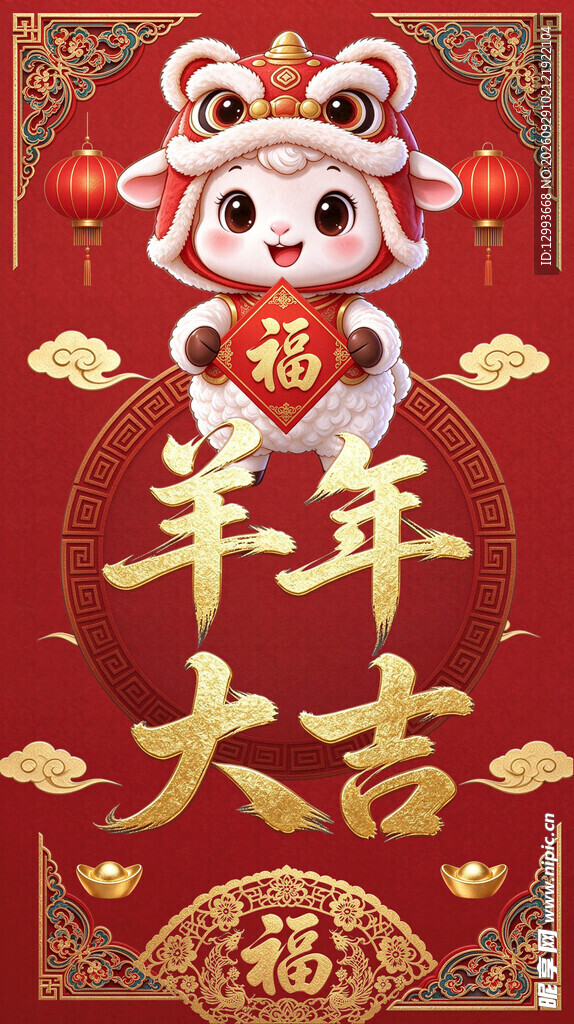 羊年大吉新春贺图红包封面