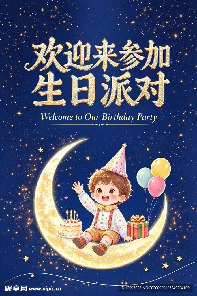 梦幻儿童生日派对海报