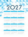 2027年蓝色简约年历